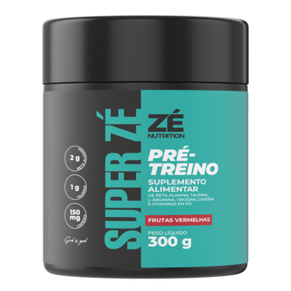 embalagem de 300g em pote do pré-treino de frutas vermelhas Super Zé