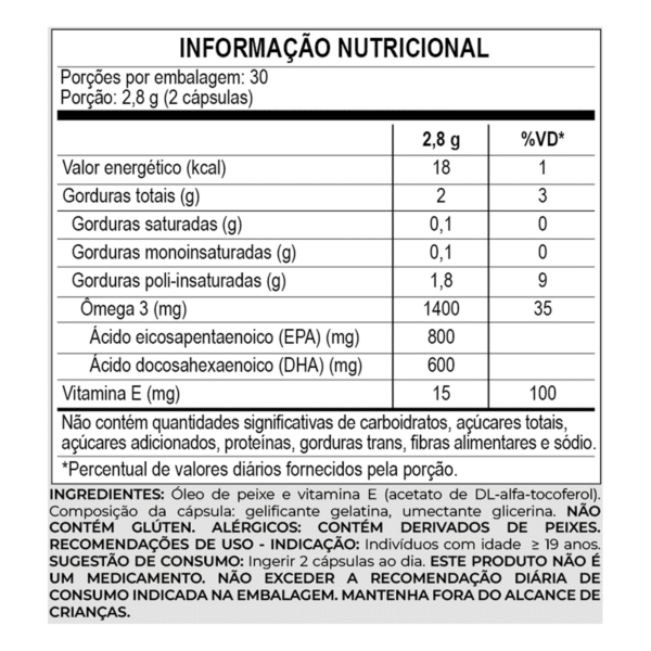 tabela nutricional ômega-3