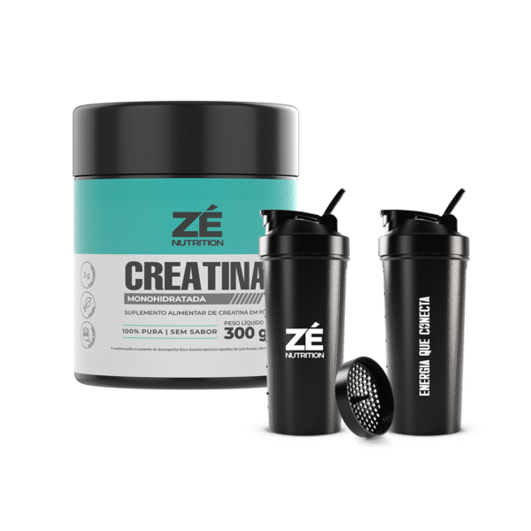 kit creatina e coqueteleira Zé Nutrition preta